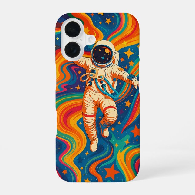 Psychedelic Astronaut – Groovy Cosmic Waves Postca Iphone Case (Back)