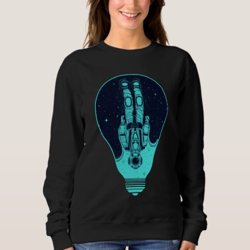 Psychedelic Astronaut Light Bulb Outer Space Astro Sweatshirt