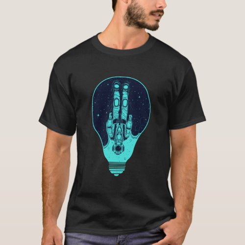 Psychedelic Astronaut Light Bulb Outer Space Astro T_Shirt