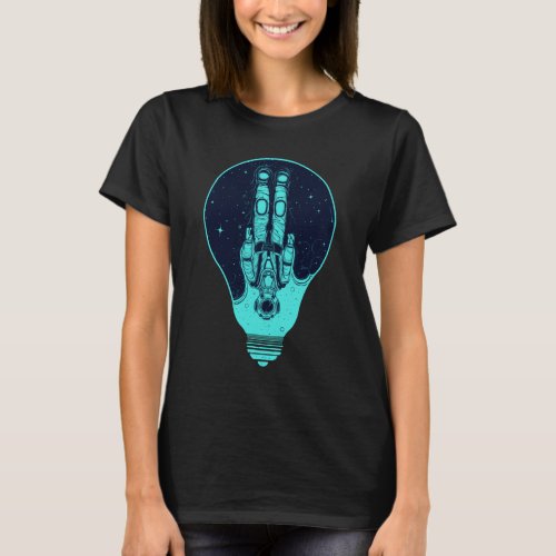 Psychedelic Astronaut Light Bulb Outer Space Astro T_Shirt