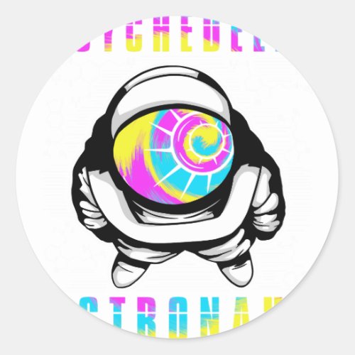Psychedelic Astronaut Spaceship Universe Astronaut Classic Round Sticker