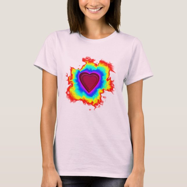 Psychedelic Aura Dual Heart T-Shirt (Front)