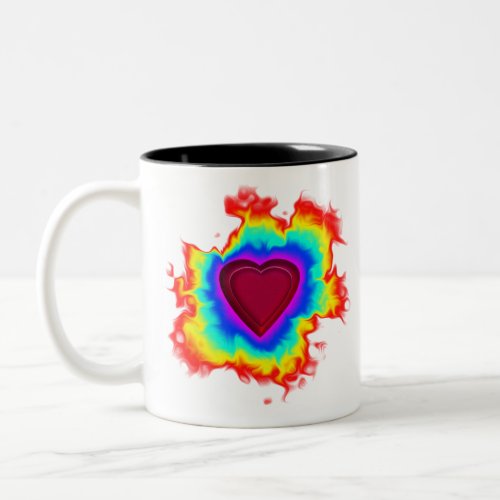 Psychedelic Aura Dual Heart Two_Tone Coffee Mug