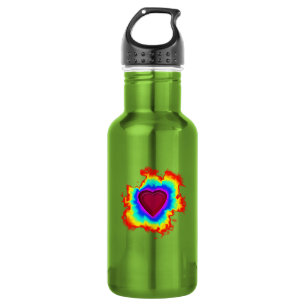 Psychedelic Aura Heart Stainless Steel Water Bottle