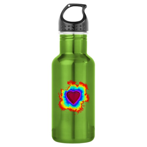 Psychedelic Aura Heart Stainless Steel Water Bottle