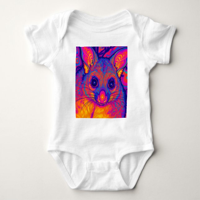 psychedelic Australian Bushtailed possum Baby Bodysuit (Front)
