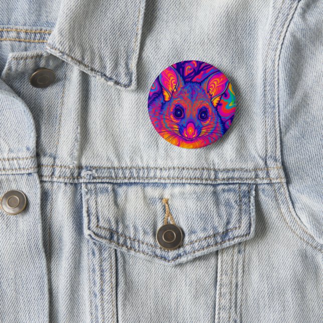 psychedelic Australian Bushtailed possum Button (In Situ)