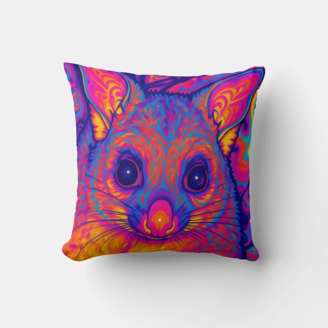 psychedelic Australian Bushtailed possum Throw Pillow (Front)