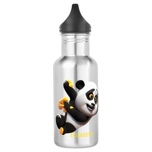 Psychedelic Baby Panda Colorful Vintage Drawing Stainless Steel Water Bottle