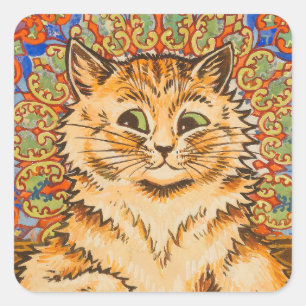 Psychedelic Background & Cat Painted by Louis Wain Square Sticker