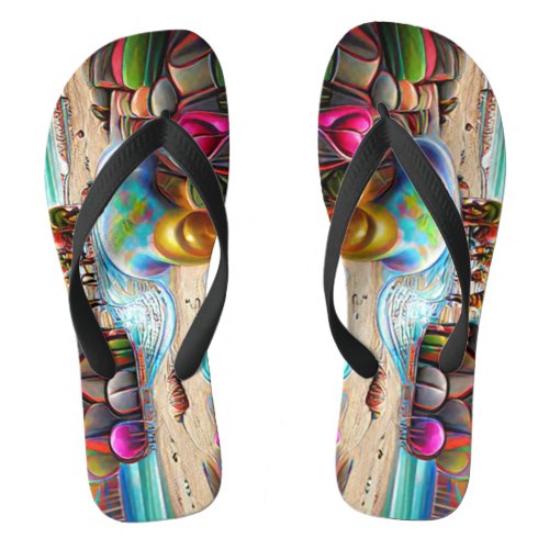 Psychedelic Balloons Colorful Created Flip Flops