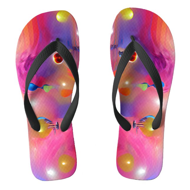 Psychedelic Balloons Colorful Created Flip Flops (Footbed)