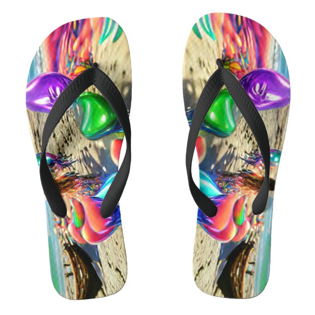 Psychedelic Balloons Colorful Created Flip Flops (Footbed)