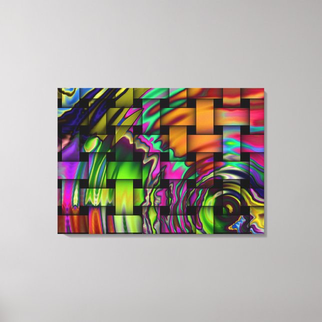 Psychedelic Basket Weave Wrapped Canvas Print (Front)