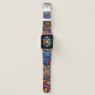 Psychedelic Batik Guitar Art–Colorful Retro Music Apple Watch Band
