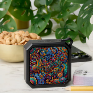 Psychedelic Batik Guitar Art–Colorful Retro Music  Bluetooth Speaker