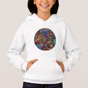 Psychedelic Batik Guitar Art–Colorful Retro Music Hoodie