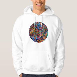 Psychedelic Batik Guitar Art–Colorful Retro Music Hoodie
