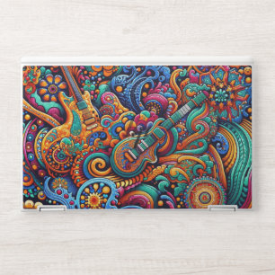 Psychedelic Batik Guitar Art–Colorful Retro Music HP Laptop Skin