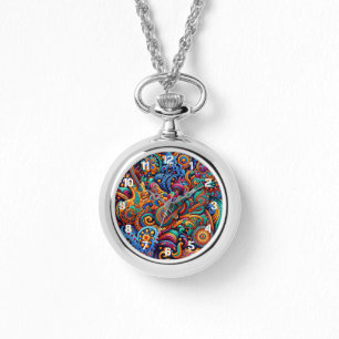 Psychedelic Batik Guitar Art–Colorful Retro Music Watch