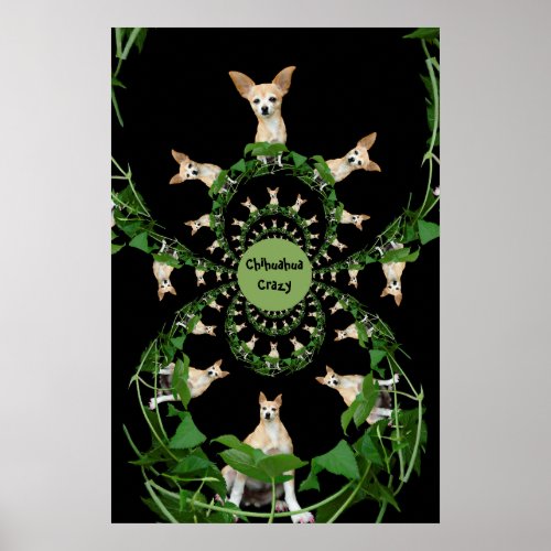 Psychedelic Beige And White Chihuahua Poster
