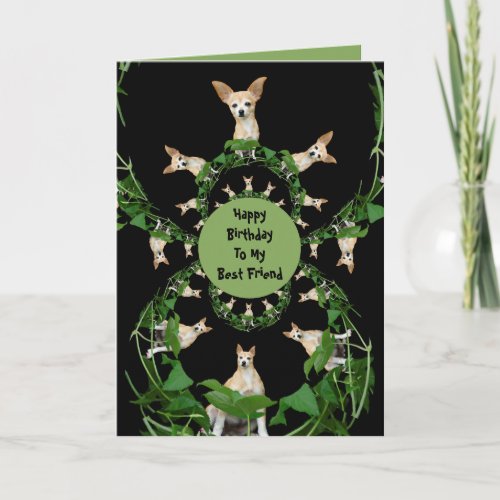 Psychedelic Beige Chihuahua Humorous Birthday Card