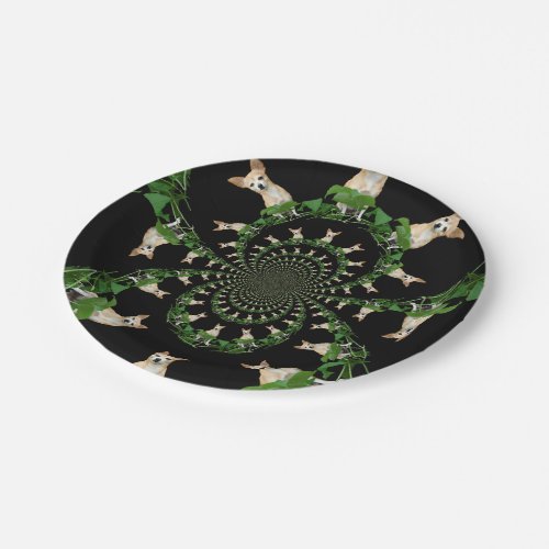 Psychedelic Beige Chihuahua Humorous Paper Plates