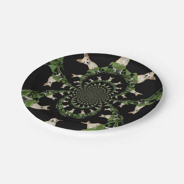Psychedelic Beige Chihuahua Humorous Paper Plates (Angled)