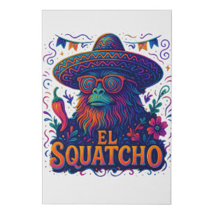 Psychedelic Bigfoot Cinco de Mayo Sombrero Faux Canvas Print