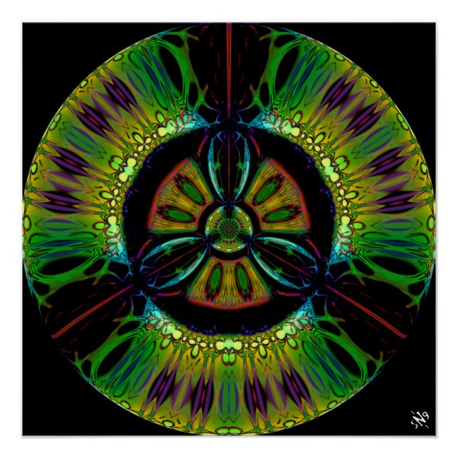 Psychedelic bio-hazard symbol (or whatever u see) poster (Front)