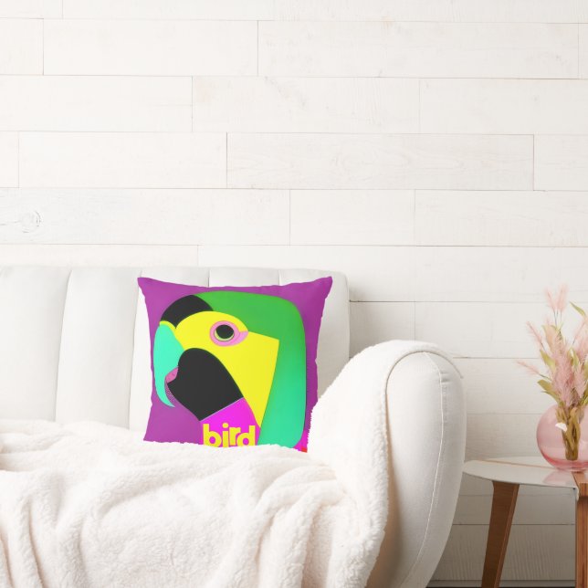 Psychedelic Bird on Nursery Throw Pillow (Couch)