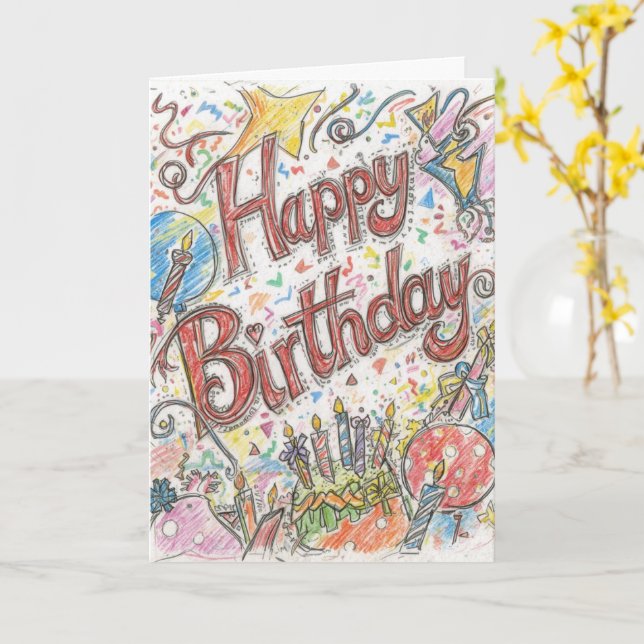 psychedelic birthday card (Yellow Flower)