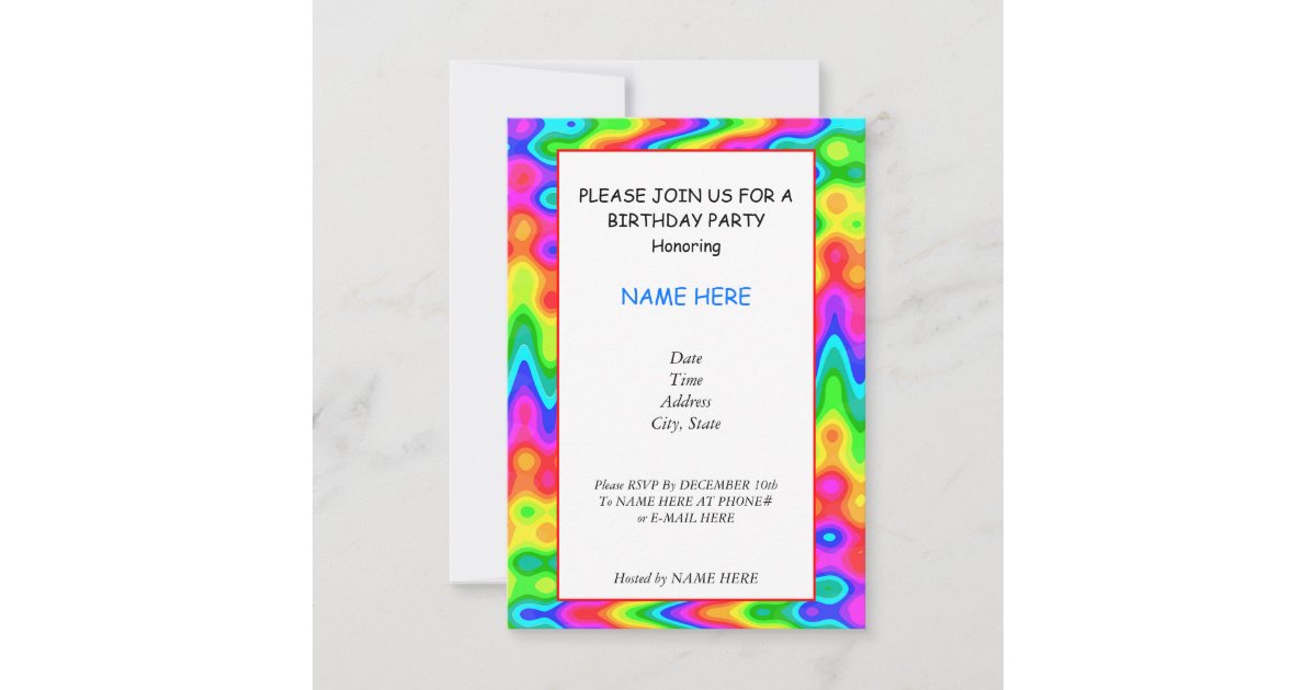 Psychedelic Birthday Party Invitation Card | Zazzle