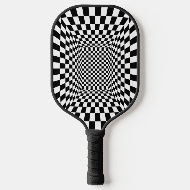 Psychedelic Black and White Pickleball Paddle (Front)