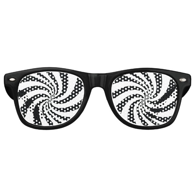 Psychedelic Black and White Swirl Retro Sunglasses (Front)