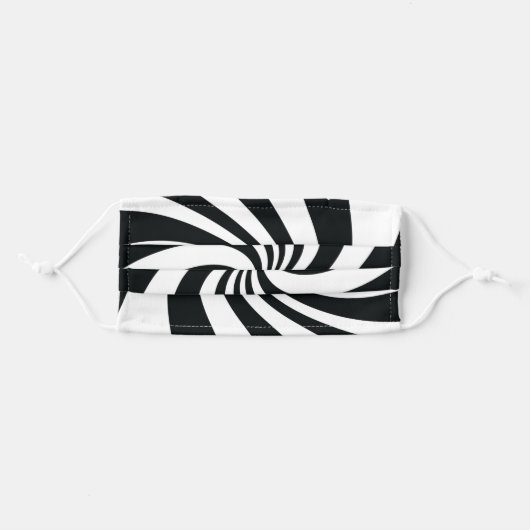 Psychedelic Black White Swirl Cool Trippy Pattern Adult Cloth Face Mask (Front, Folded)