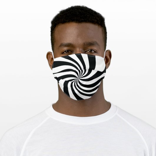 Psychedelic Black White Swirl Cool Trippy Pattern Adult Cloth Face Mask (Worn)