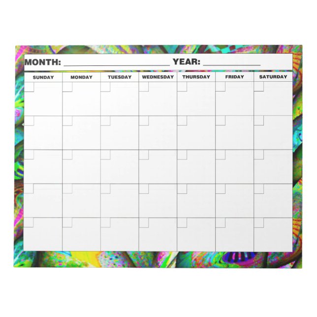 Psychedelic Blank Calendar Notepad (Front)