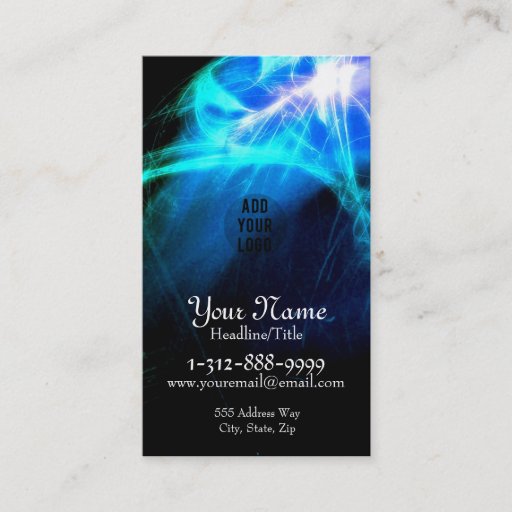 Customizable Psychedelic Blue Burst Fractals Business Card