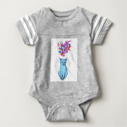 Psychedelic Blue Cat Baby Bodysuit