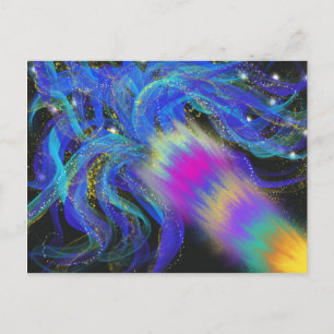 Psychedelic Blue Pink Purple Funky Abstract Art Postcard