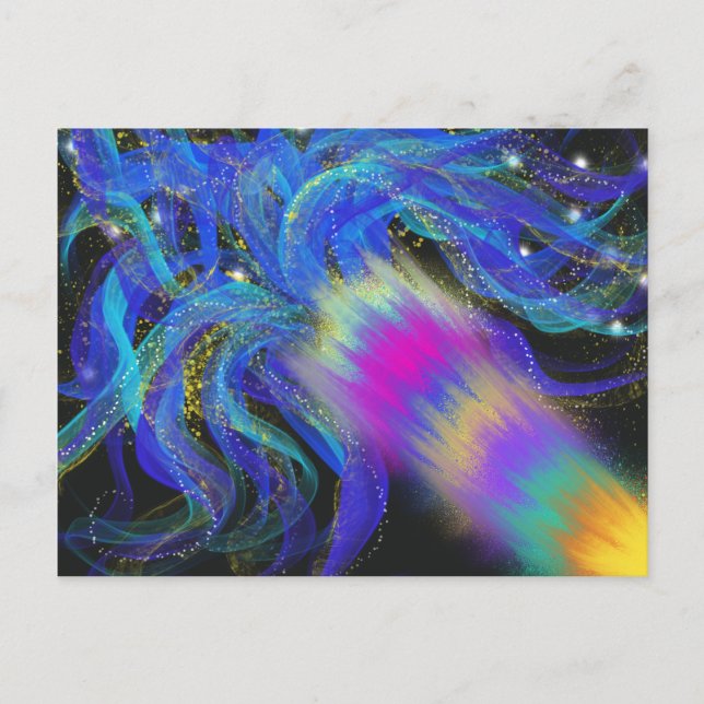 Psychedelic Blue Pink Purple Funky Abstract Art Postcard (Front)