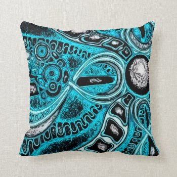 Psychedelic Blue Sun And Moon Fractal Pillow by BOLO_DESIGNS at Zazzle