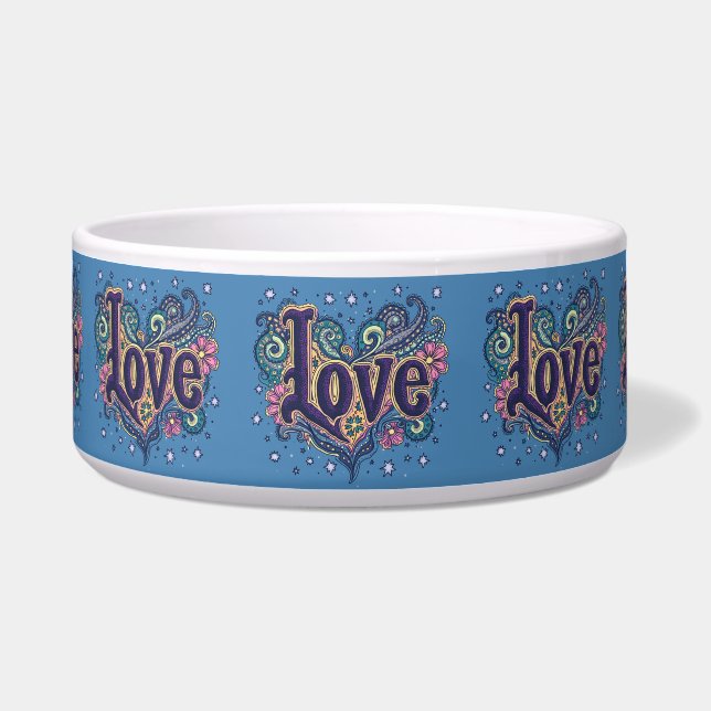 Psychedelic Boho Love Lettering with Floral Accent Bowl (Front)