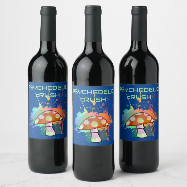 Psychedelic Boho Retro Party Like It's 1969! Wine Label (Bottles)
