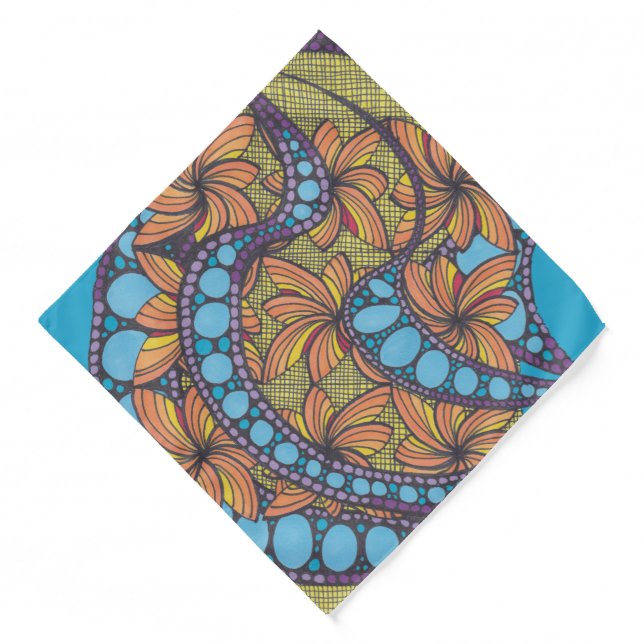 Psychedelic, boho style, psychedelic, doodle art bandana (Front)