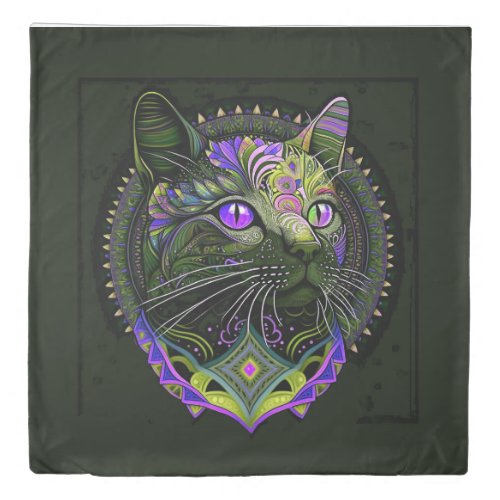 Psychedelic Bombay Cat in Purple   Duvet Cover