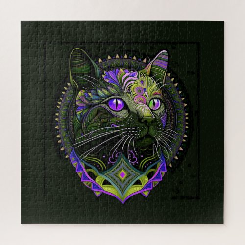 Psychedelic Bombay Cat in Purple  Jigsaw Puzzle