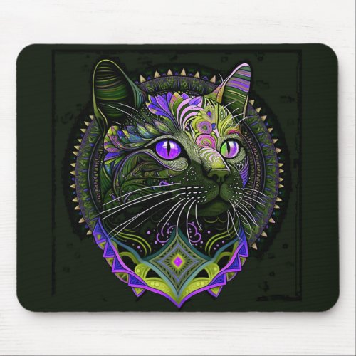 Psychedelic Bombay Cat in Purple    Mouse Pad