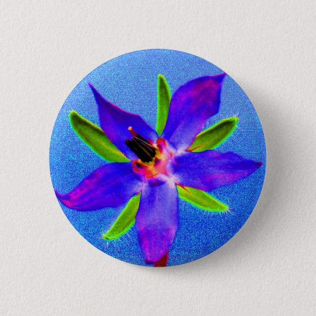 Psychedelic Borage Pinback Button (Front)